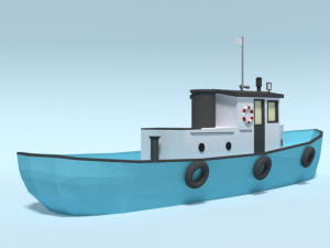 low poly cartoon fishing boat Modelo 3D