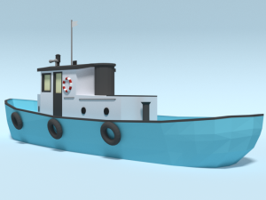 low poly cartoon fishing boat Modelo 3D