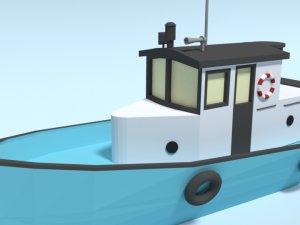 low poly cartoon fishing boat Modelo 3D