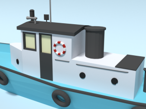 low poly cartoon fishing boat Modelo 3D