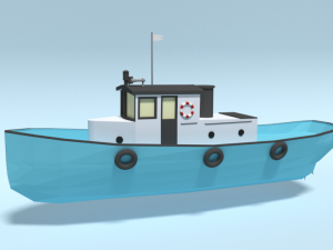low poly cartoon fishing boat Modelo 3D