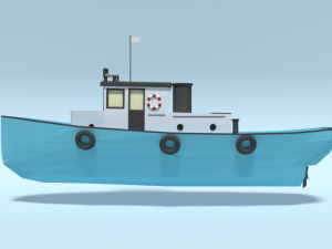 low poly cartoon fishing boat Modelo 3D