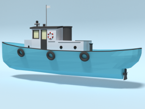 low poly cartoon fishing boat Modelo 3D