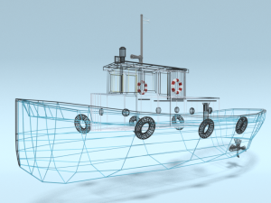 low poly cartoon fishing boat Modelo 3D