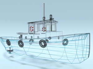 low poly cartoon fishing boat Modelo 3D