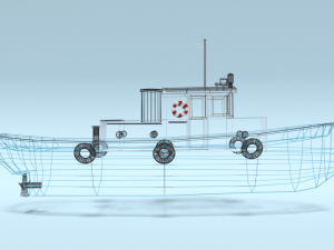 low poly cartoon fishing boat Modelo 3D