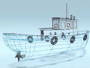 low poly cartoon fishing boat Modelo 3D