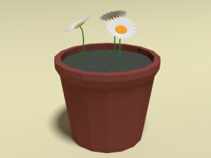 low poly cartoon daisy flowers 3D Model