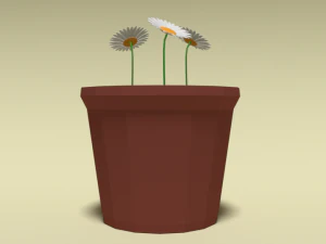low poly cartoon daisy flowers 3D Model