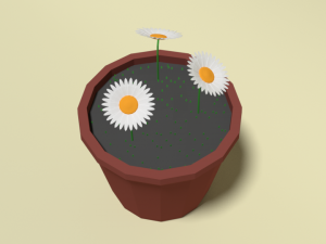 low poly cartoon daisy flowers Modèle 3D