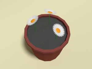 low poly cartoon daisy flowers Modèle 3D
