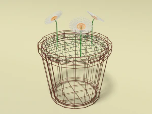 low poly cartoon daisy flowers 3D Model