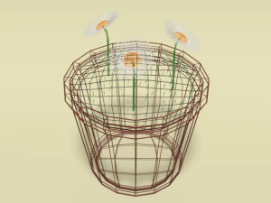 low poly cartoon daisy flowers 3D Model
