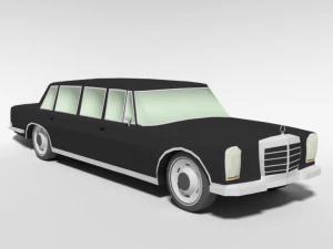 low poly cartoon retro limousine 3D Model