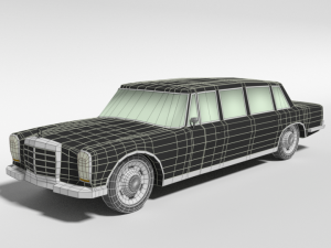 low poly cartoon retro limousine Modelo 3D