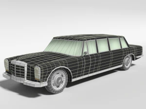 low poly cartoon retro limousine 3D Model