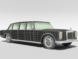 low poly cartoon retro limousine Modelo 3D