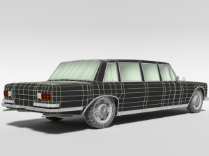 low poly cartoon retro limousine Modelo 3D