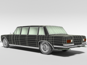low poly cartoon retro limousine Modelo 3D