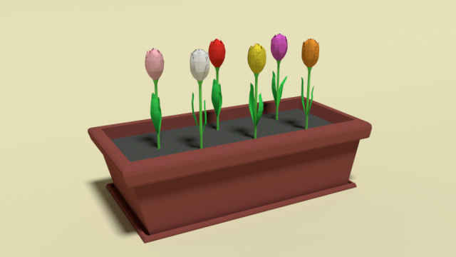 low poly cartoon tulips flowers 3D Model .c4d .max .obj .3ds .fbx .stl .blend 
