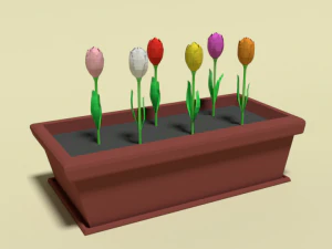 flores de tulipanes de dibujos animados de baja poli Modelo 3D