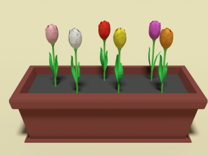 low poly cartoon tulips flowers 3D Model
