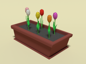 low poly cartoon tulips flowers 3D Model