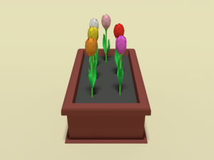 low poly cartoon tulips flowers 3D Model
