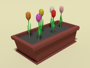 low poly cartoon tulips flowers 3D Model