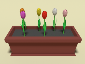 low poly cartoon tulips flowers 3D Model