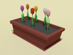low poly cartoon tulips flowers 3D Model