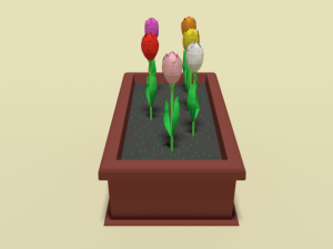 low poly cartoon tulips flowers 3D Model