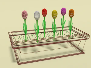 low poly cartoon tulips flowers 3D Model