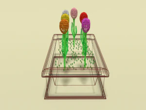 low poly cartoon tulips flowers 3D Model