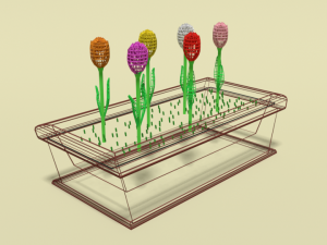 low poly cartoon tulips flowers 3D Model