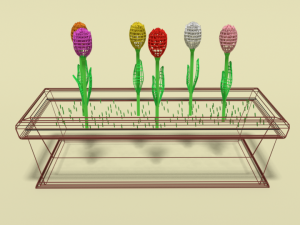 low poly cartoon tulips flowers 3D Model