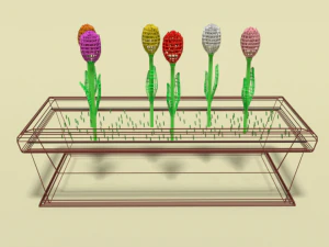 low poly cartoon tulips flowers 3D Model