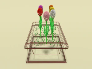 low poly cartoon tulips flowers 3D Model