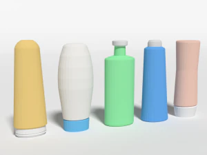 로우 폴리 샴푸 및 샤워 젤 병 3D 모델