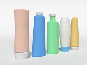 low poly shampoo and shower gel bottles Modèle 3D