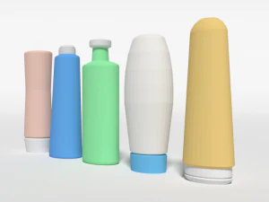 low poly shampoo and shower gel bottles 3D Model