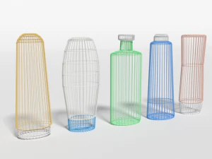 low poly shampoo and shower gel bottles 3D Model