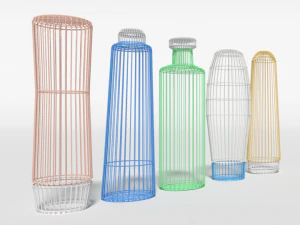 low poly shampoo and shower gel bottles 3D Model