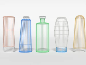 low poly shampoo and shower gel bottles 3D Model