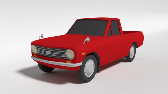 low poly cartoon datsun 1000 pickup b20 3D Model .c4d .max .obj .3ds .fbx .stl .blend 
