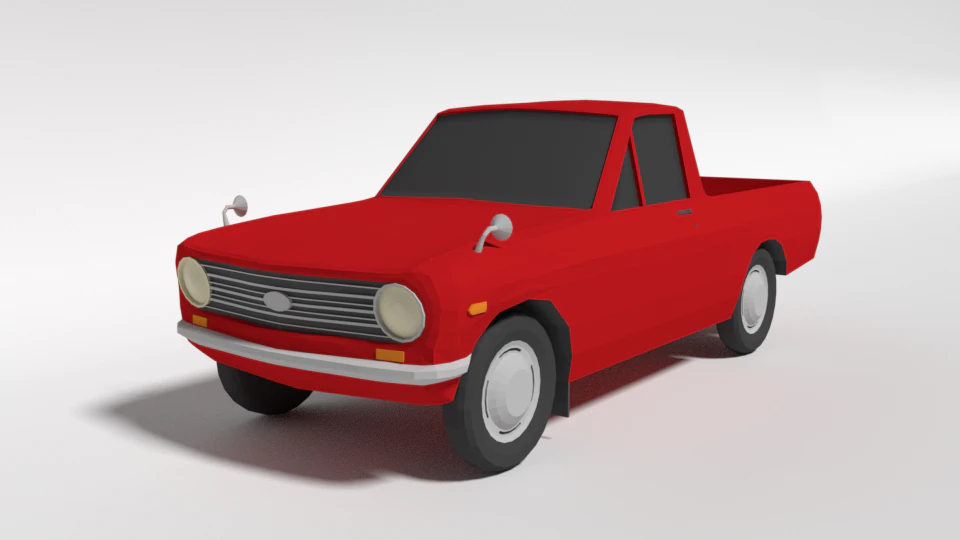 low poly cartoon datsun 1000 pickup b20 3D Model .c4d .max .obj .3ds .fbx .stl .blend 