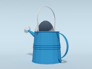 low poly cartoon watering can 3D Model