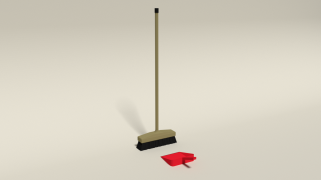 low poly cartoon broom and dustpan Modello 3D .c4d .max .obj .3ds .fbx .stl .blend 