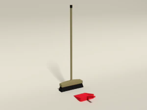 scopa e paletta cartoon low poly Modello 3D
