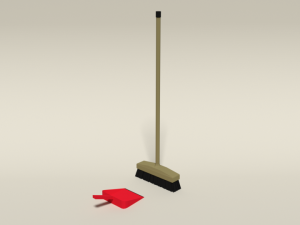 low poly cartoon broom and dustpan Modello 3D